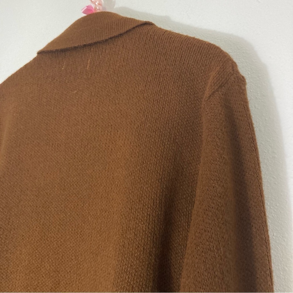Vintage brown diamond virgin Orlon acrylic zip up cardigan size M - Picture 15 of 16